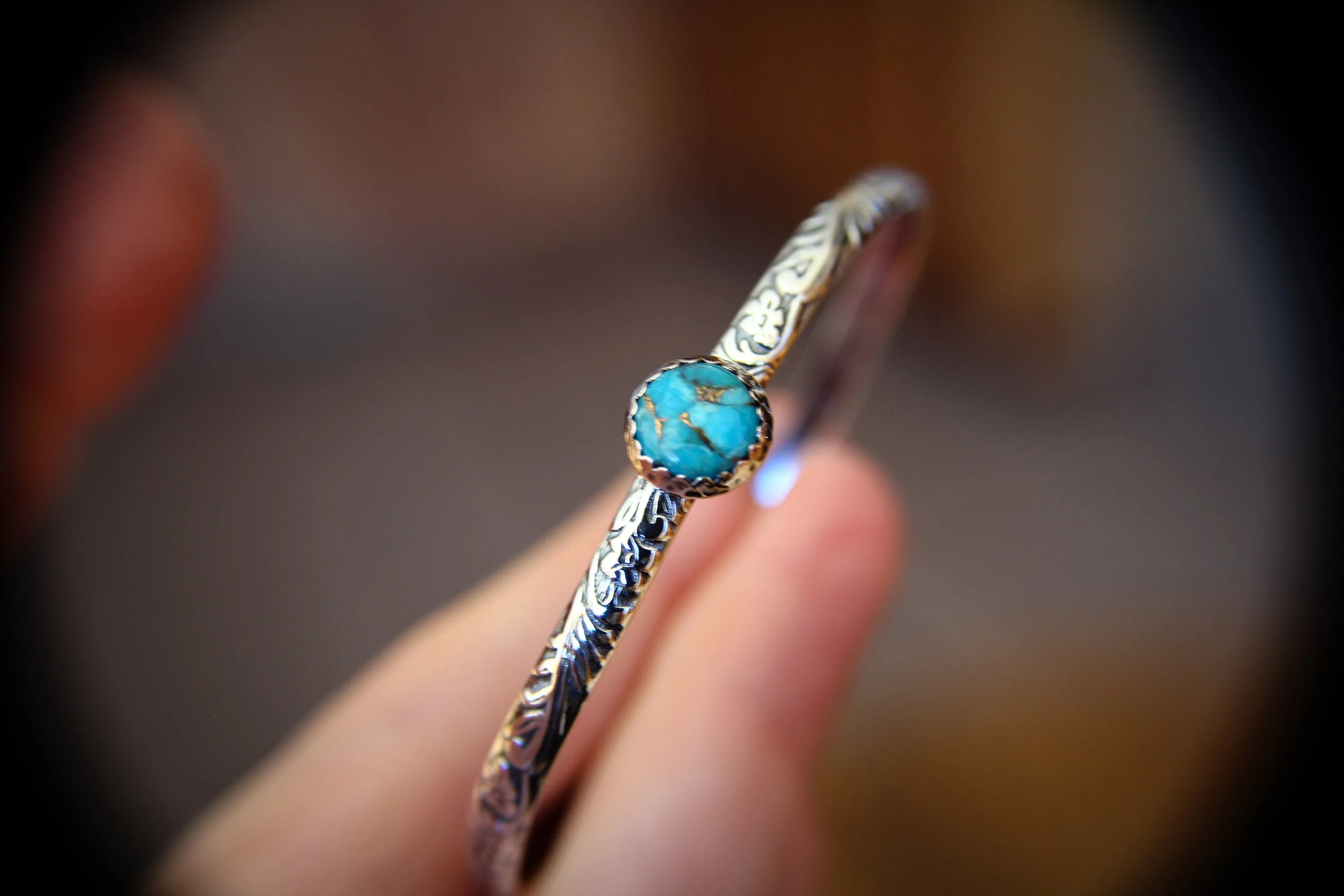 Turquoise Cuff Bracelet, Bohemian Turquoise Jewelry, Floral Pattern Cuff Bracelet, Copper Turquoise Gemstone Cuff, Copper and Turquoise