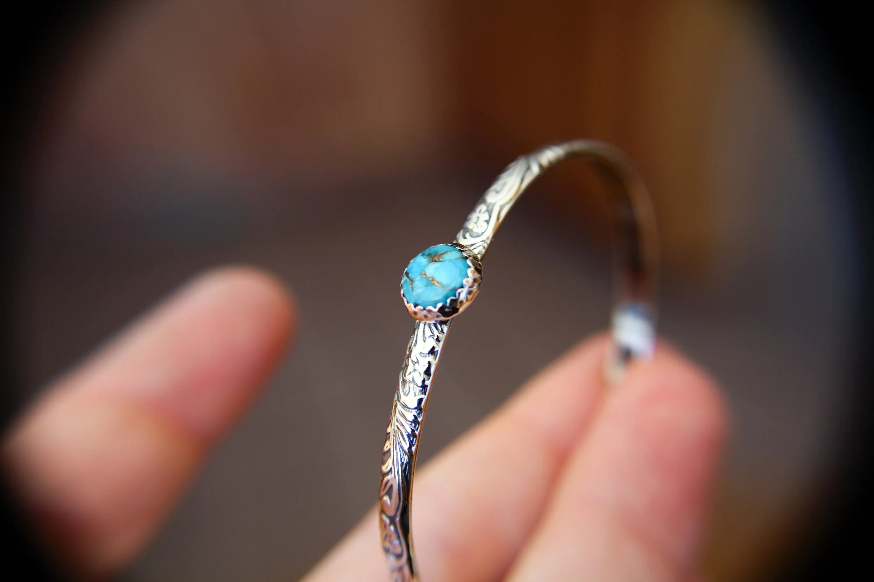Turquoise Cuff Bracelet, Bohemian Turquoise Jewelry, Floral Pattern Cuff Bracelet, Copper Turquoise Gemstone Cuff, Copper and Turquoise