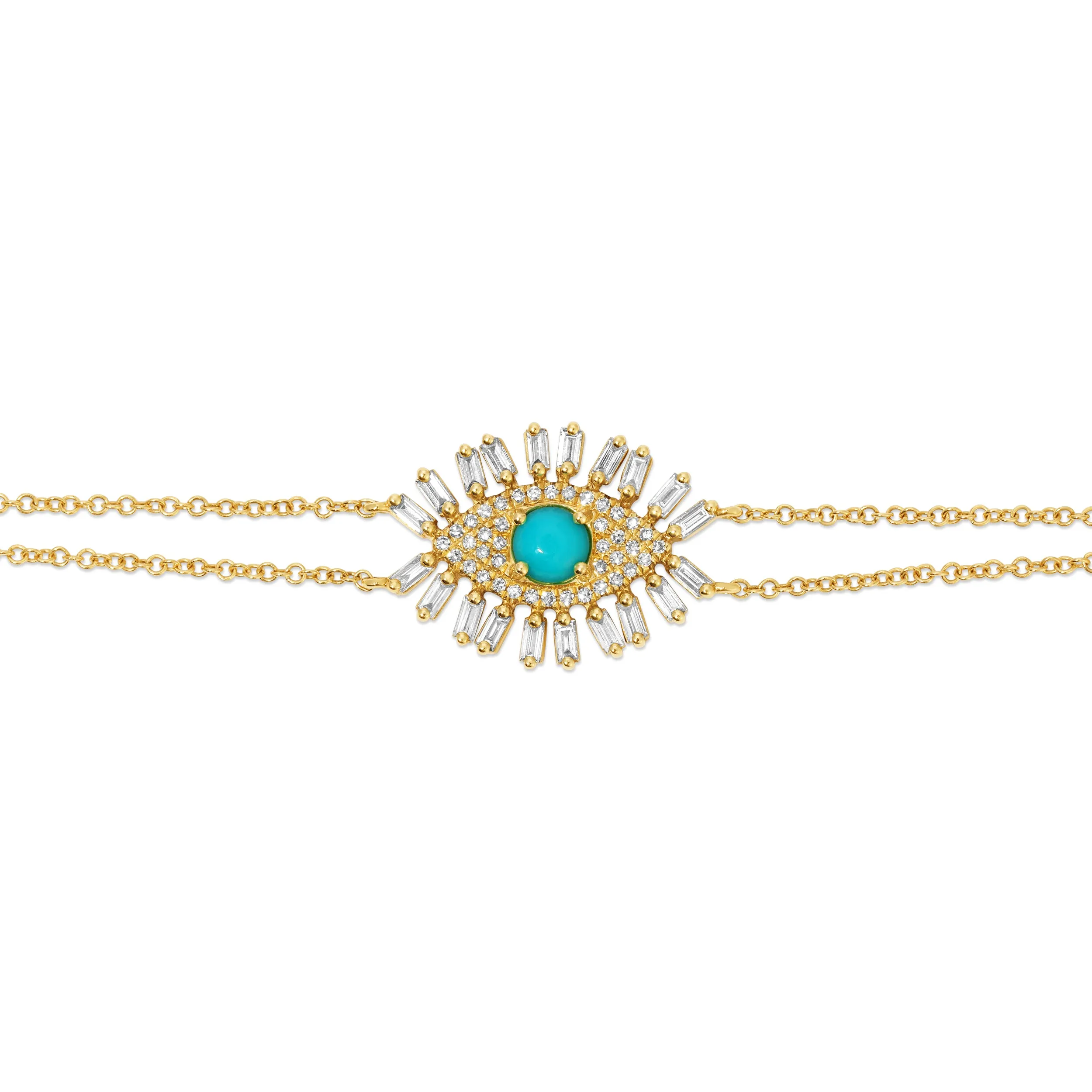 Turquoise Diamond Baguette Evil Eye Bracelet