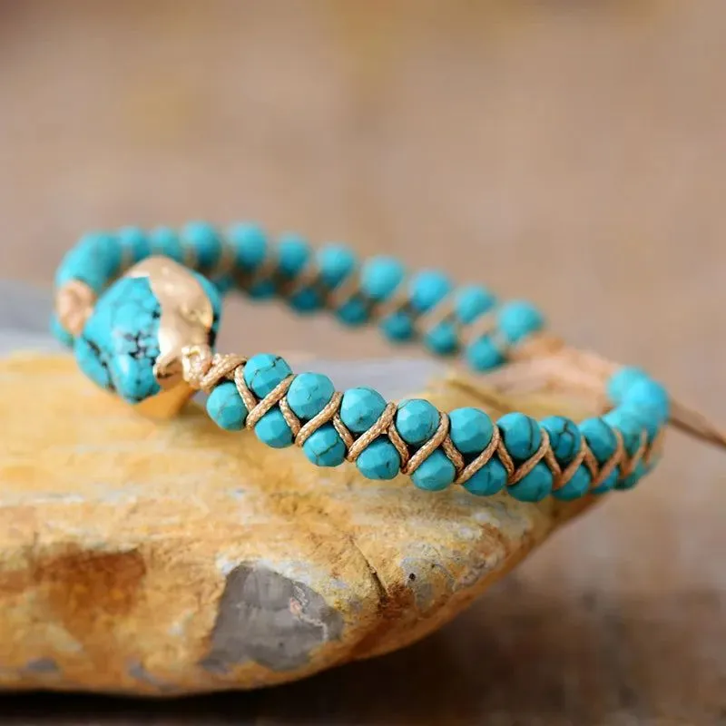 Turquoise Gold Wire Bracelet