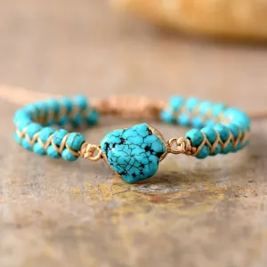 Turquoise Gold Wire Bracelet