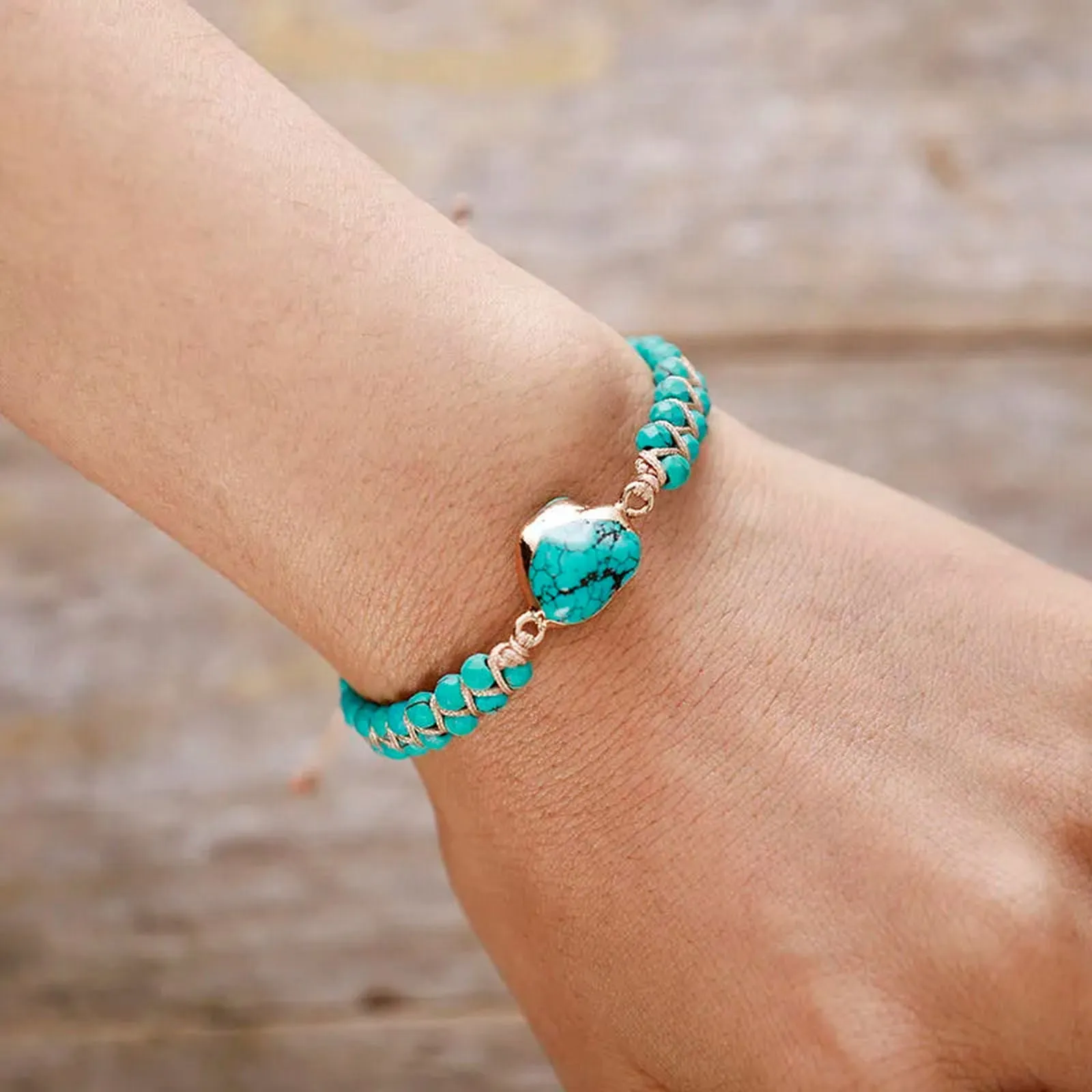 Turquoise Gold Wire Bracelet