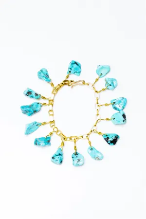 Turquoise Nugget Charm Bracelet