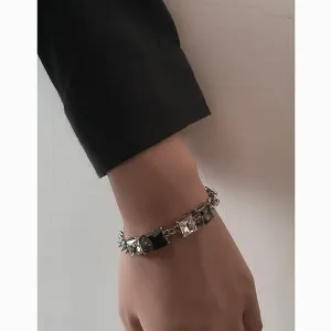 Unisex Black And White Color Diamond Bracelet