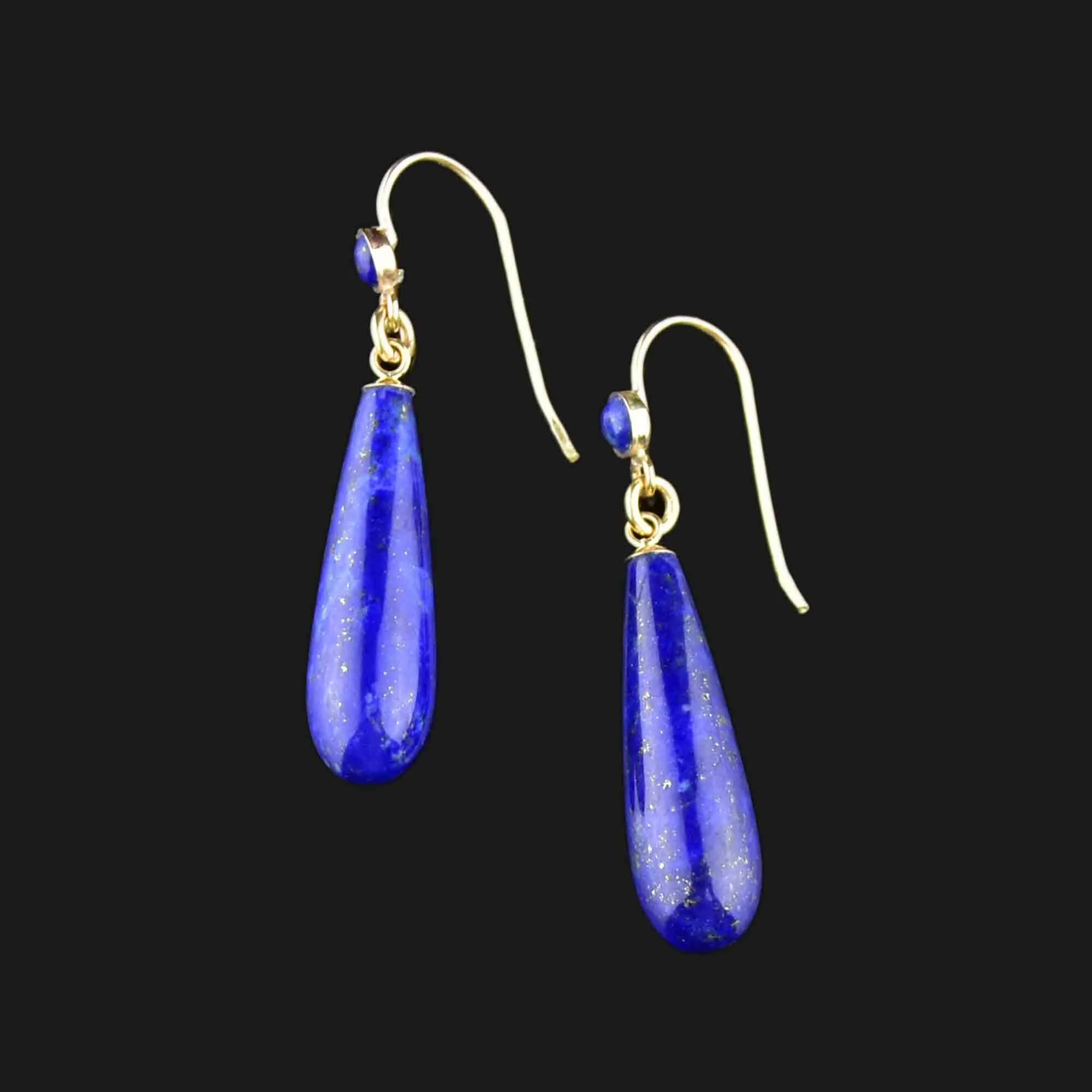 Vintage Edwardian Style Gold Lapis Lazuli Earrings