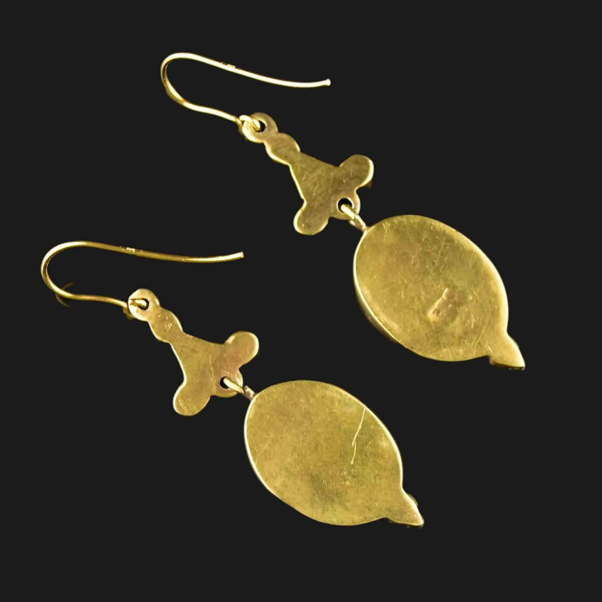 Vintage Gold Leaf Lapis Lazuli Statement Earrings