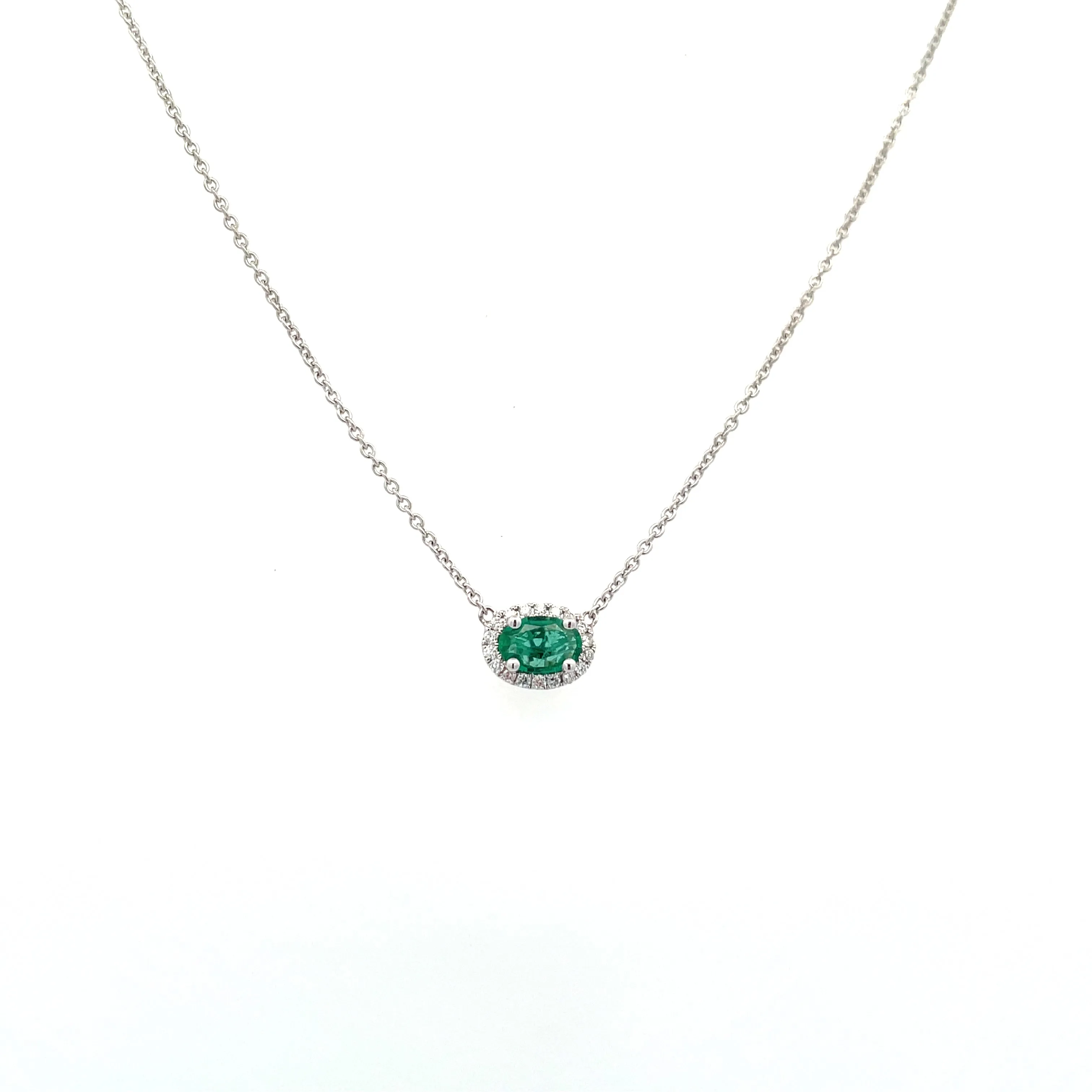 White Gold Emerald Necklace