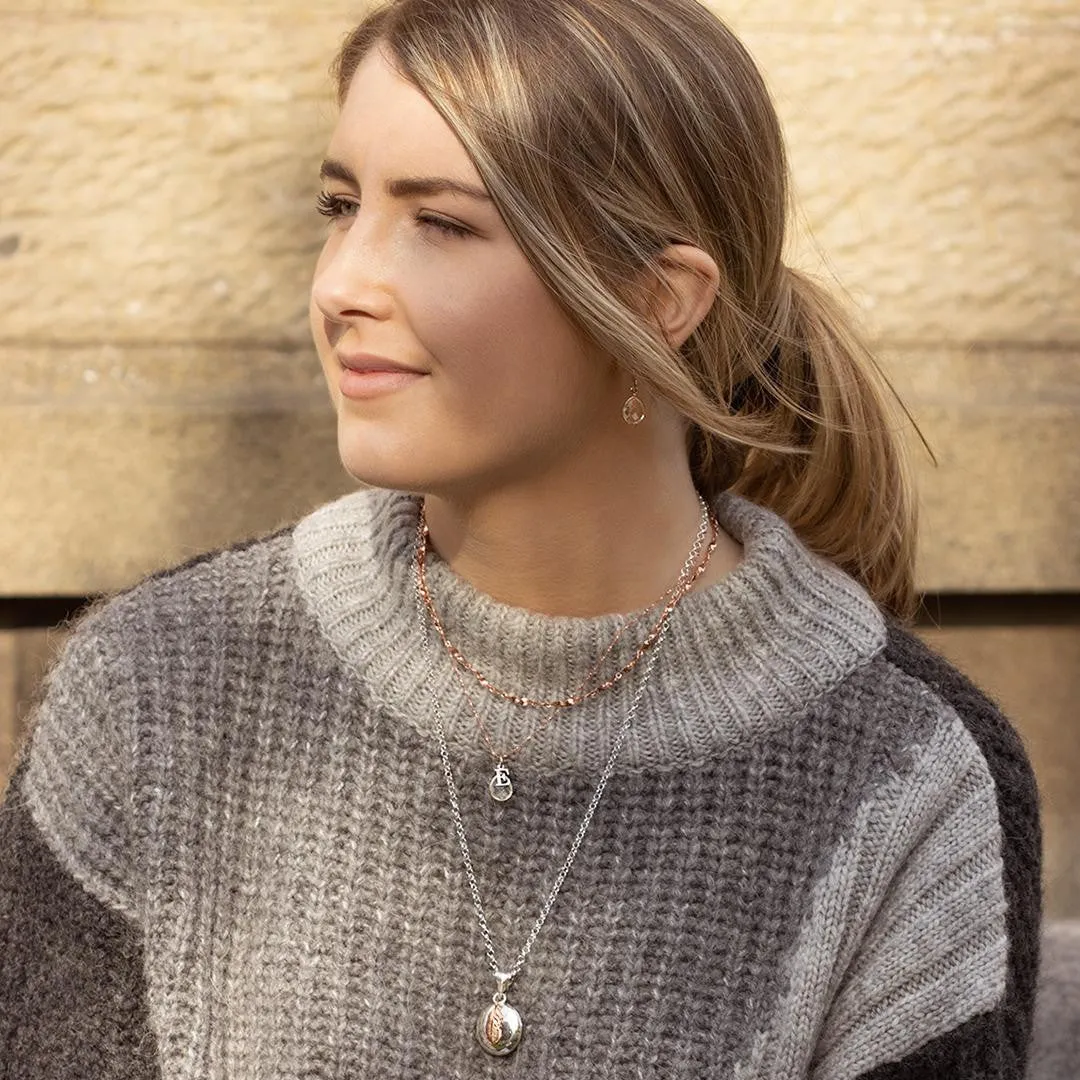 White Quartz Charm Necklace | Rose Gold | April