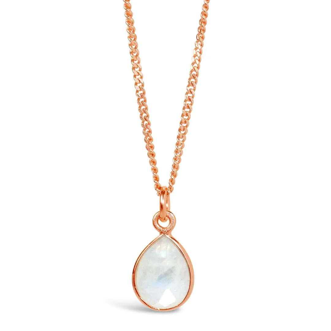 White Quartz Charm Necklace | Rose Gold | April