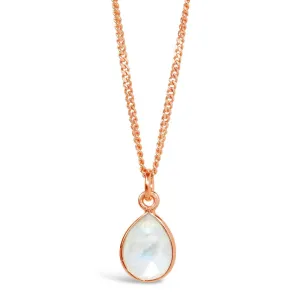 White Quartz Charm Necklace | Rose Gold | April