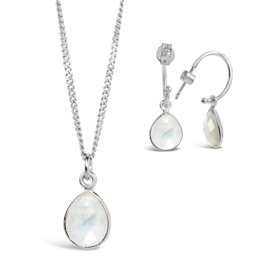 White Quartz Charm Necklace | Silver | April