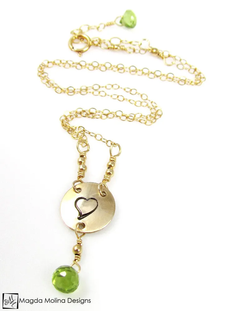 WHOLESALE - Mini Goddess (children) Heart And Peridot Necklace