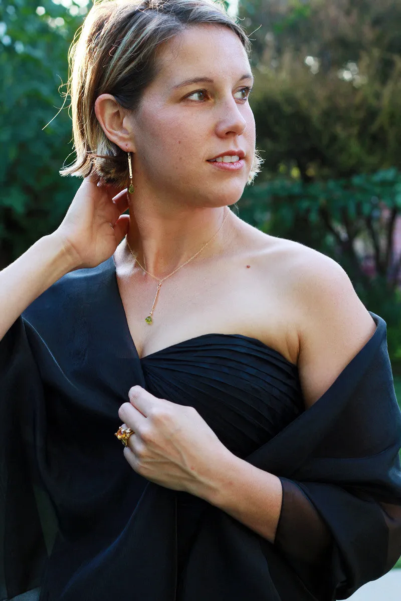 WHOLESALE - The Hammered Gold Bar And Peridot Drop Chain Necklace