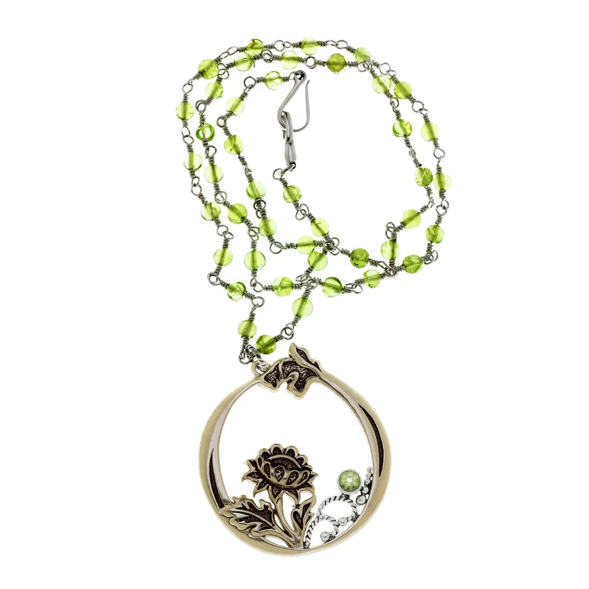 William Morris Hyacinth Peridot, Bronze And Sterling Silver Necklace