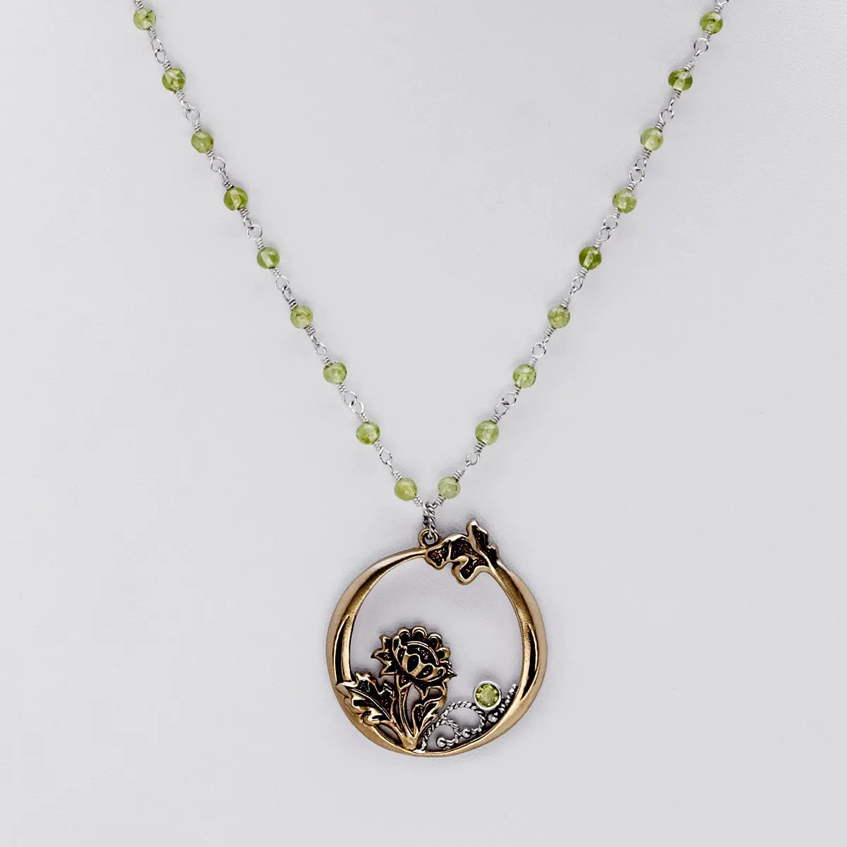 William Morris Hyacinth Peridot, Bronze And Sterling Silver Necklace