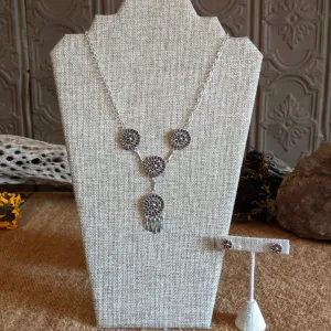 Zuni Red Coral Cluster Necklace & Earrings Set by Trudy Quetawki SWSG-JWS-0008