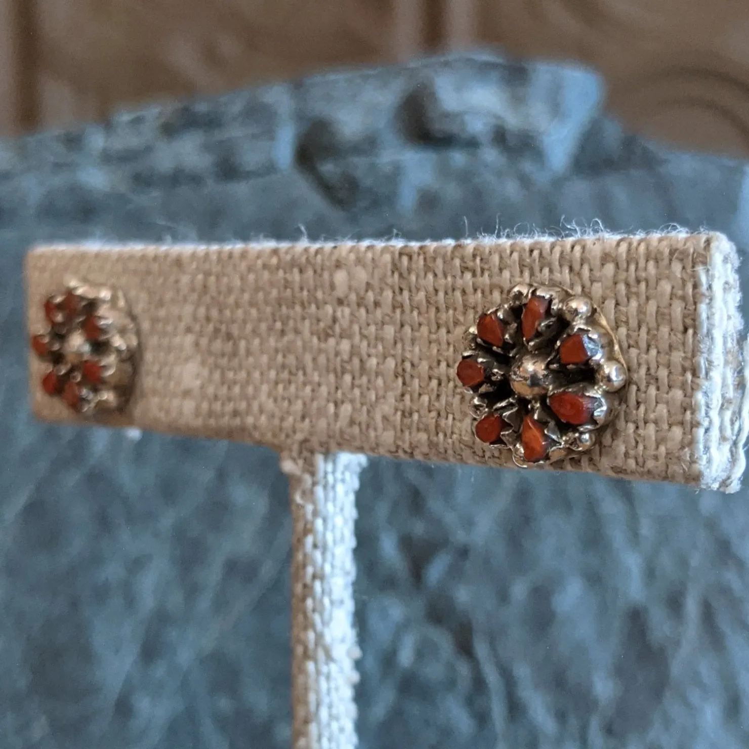 Zuni Red Coral Cluster Necklace & Earrings Set by Trudy Quetawki SWSG-JWS-0008